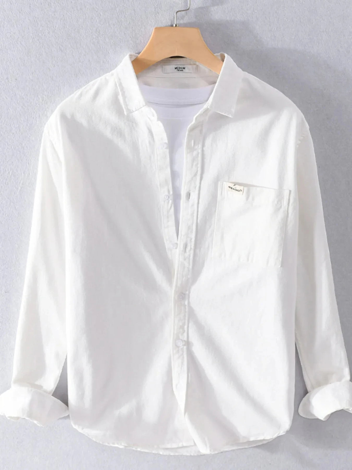 Men's Plus Size Button Up Long Sleeve Shirt White / M