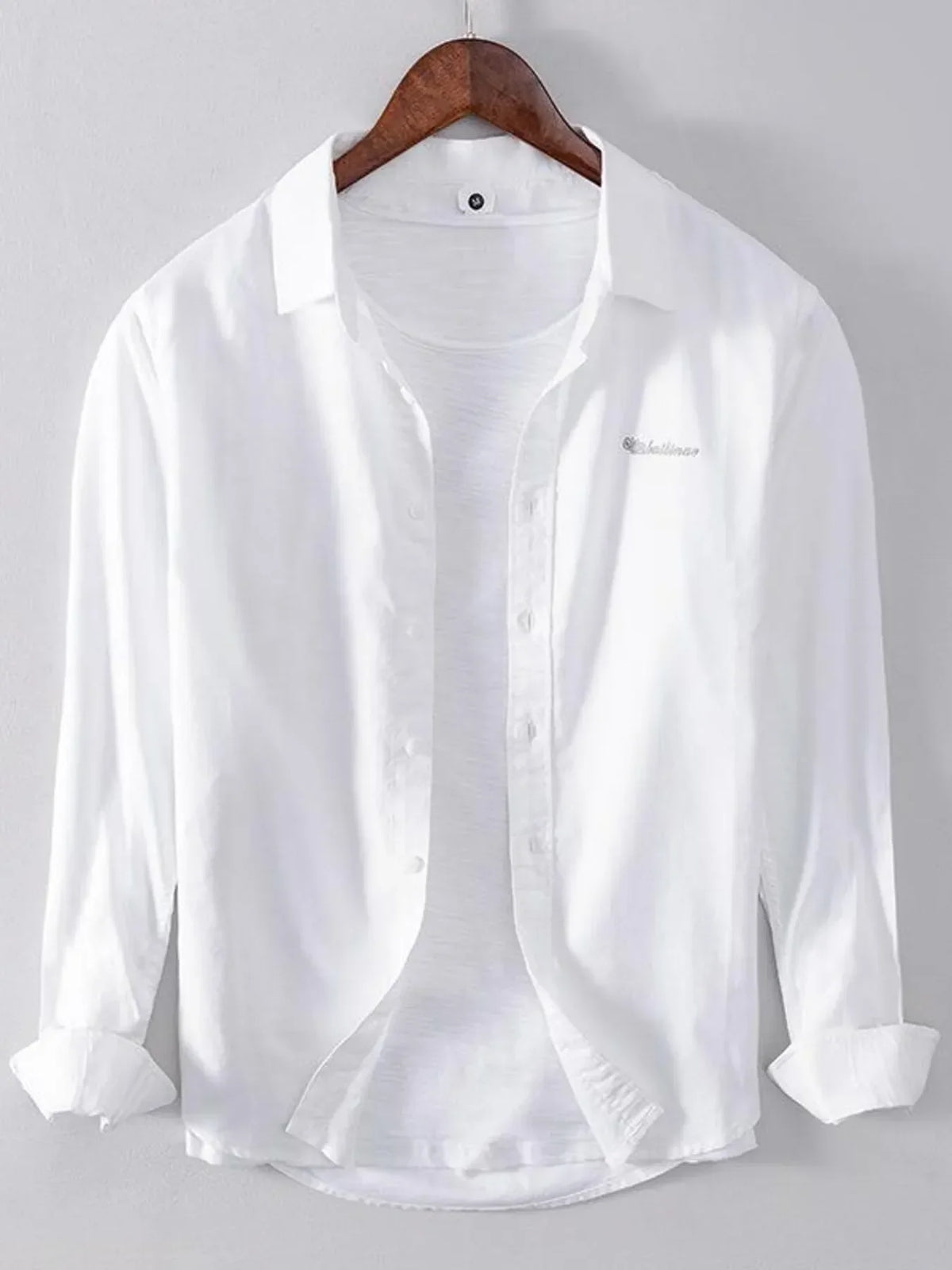 Men's Plus Size Button Up Long Sleeve Shirt White / M