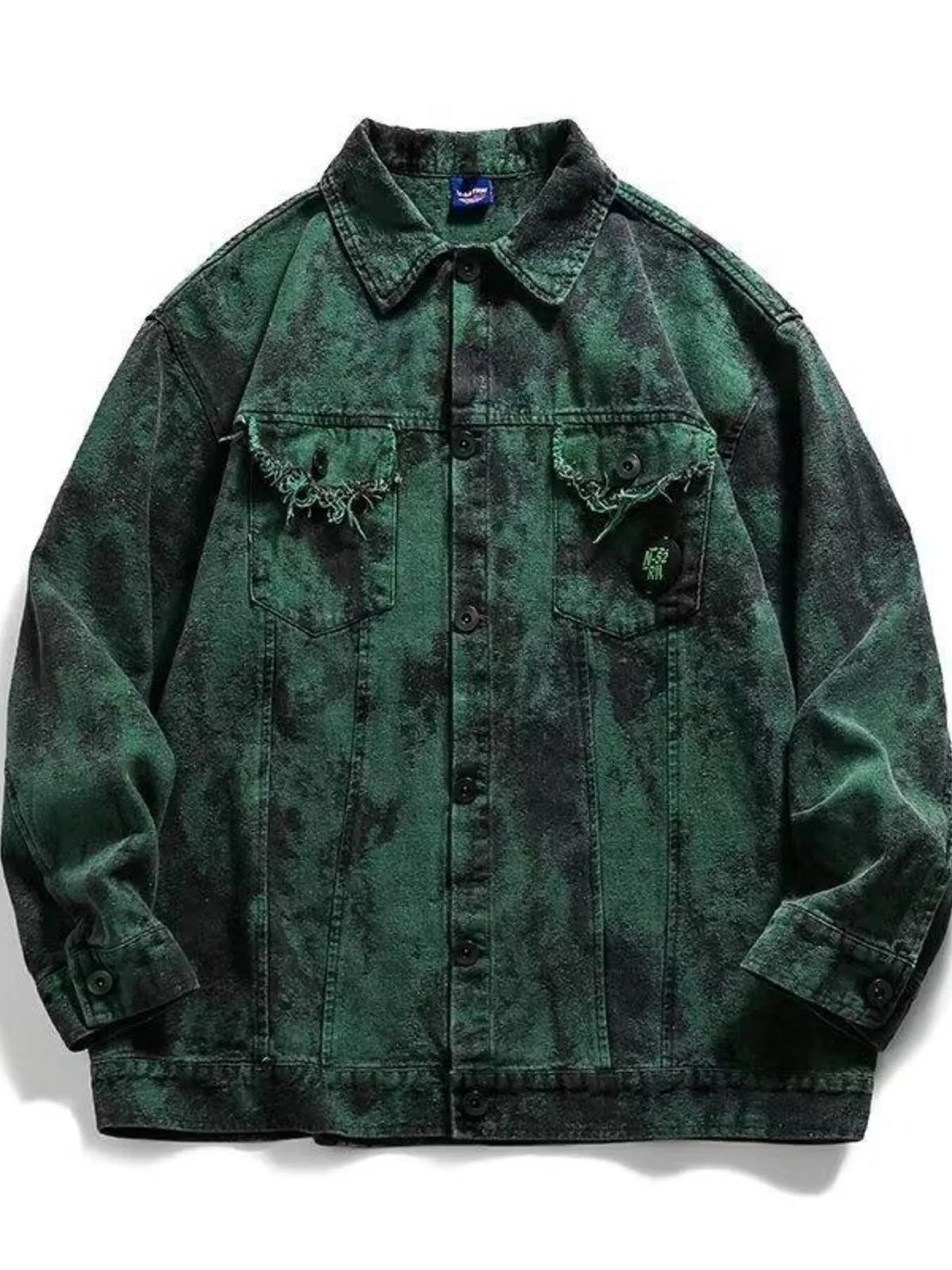 Men's Plus Size Button Up Oversized Denim Jacket Green / M