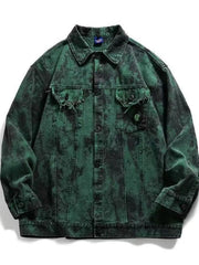 Men's Plus Size Button Up Oversized Denim Jacket Green / M