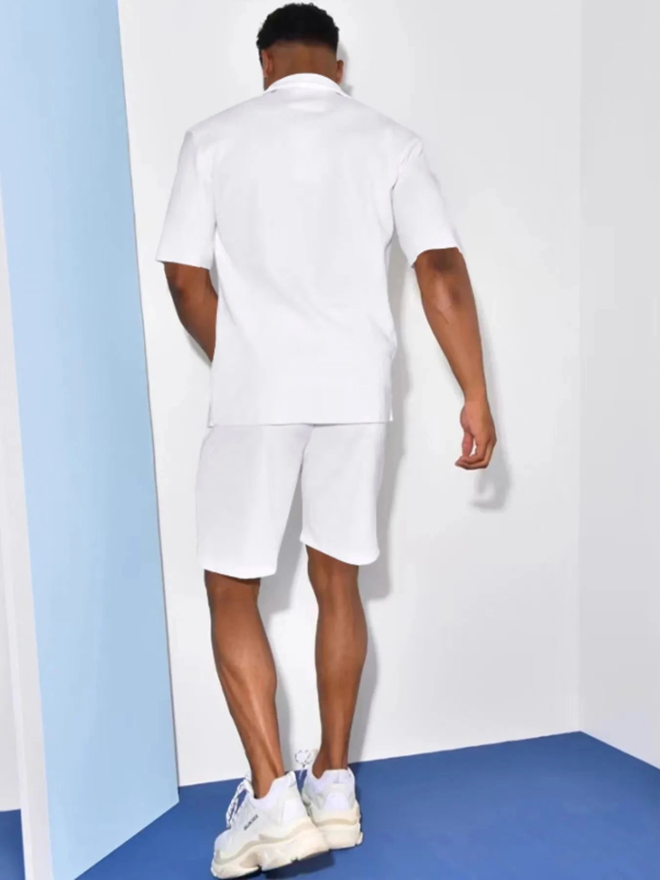 Men's Plus Size Button Up Shirt and Shorts Set