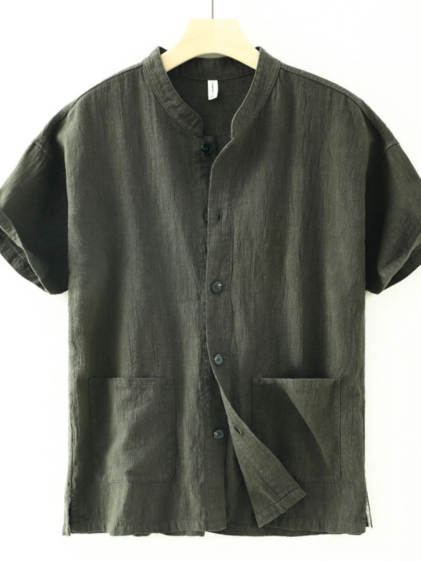 Men's Plus Size Button Up Short Sleeve Shirt Army Green / M