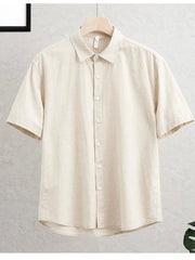 Men's Plus Size Button Up Short Sleeve Shirt Beige / M