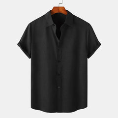 Men's Plus Size Button Up Short Sleeve Shirt Black / M