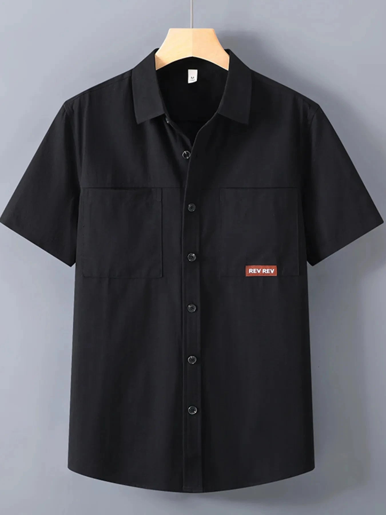 Men's Plus Size Button Up Short Sleeve Shirt Black / M