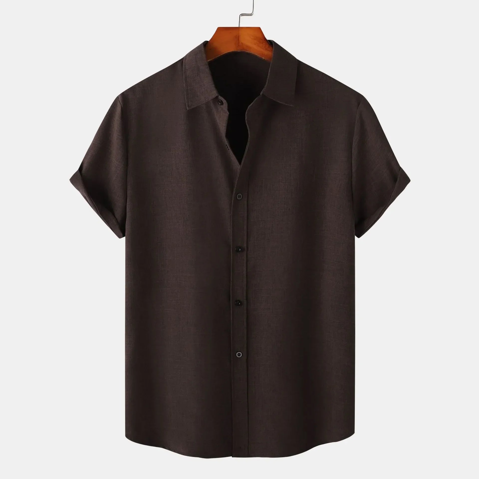 Men's Plus Size Button Up Short Sleeve Shirt Coffee / M