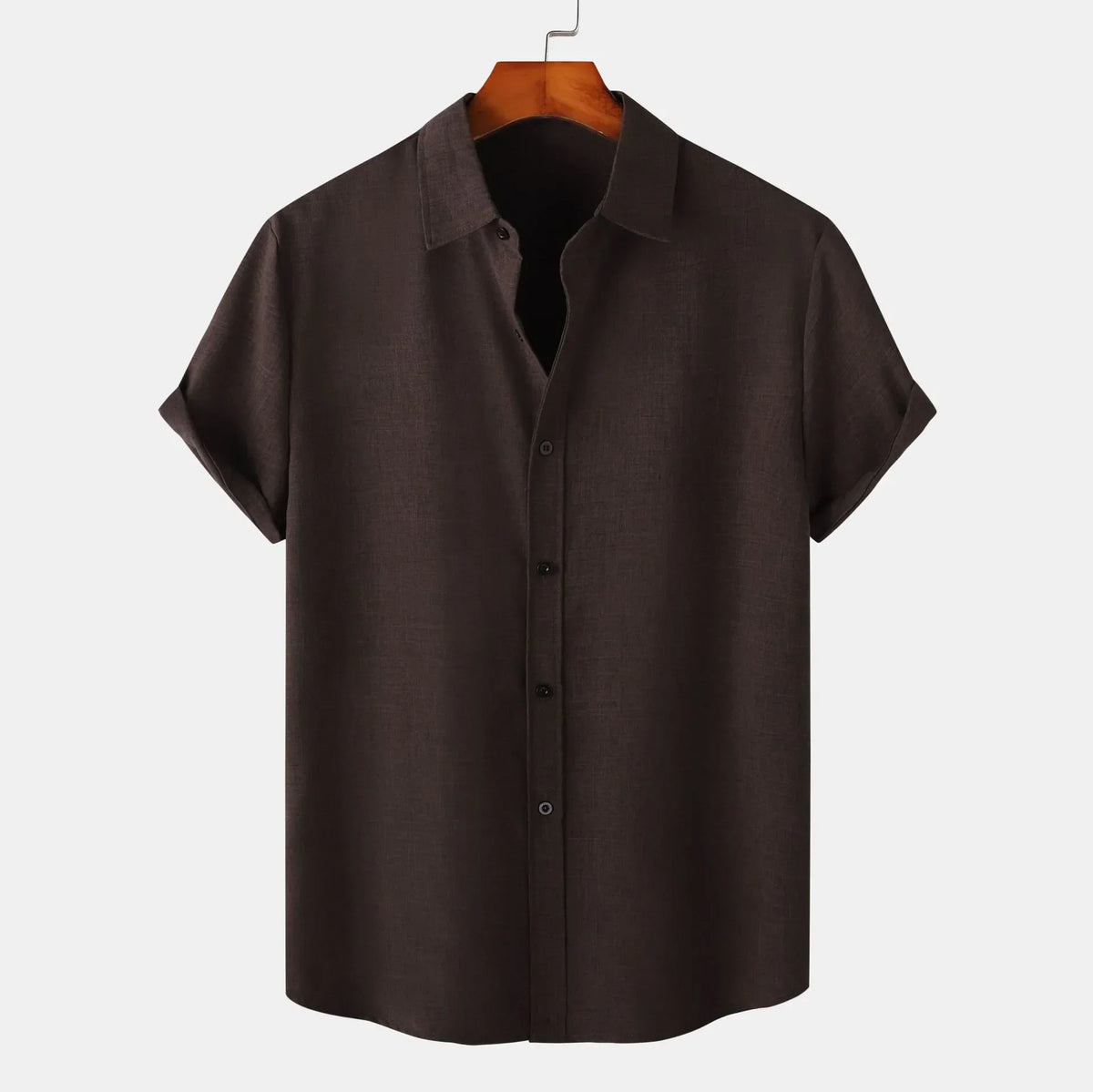 Men's Plus Size Button Up Short Sleeve Shirt Coffee / M