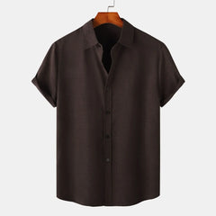 Men's Plus Size Button Up Short Sleeve Shirt Coffee / M