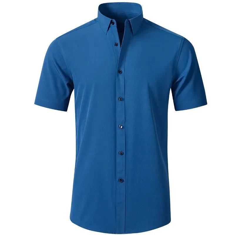 Men's Plus Size Button Up Short Sleeve Shirt Dark Blue / M