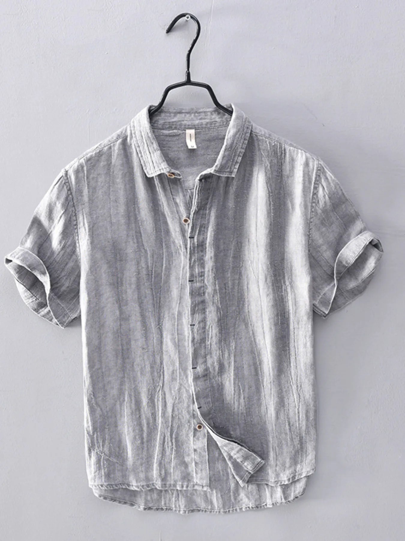 Men's Plus Size Button Up Short Sleeve Shirt Gray / M