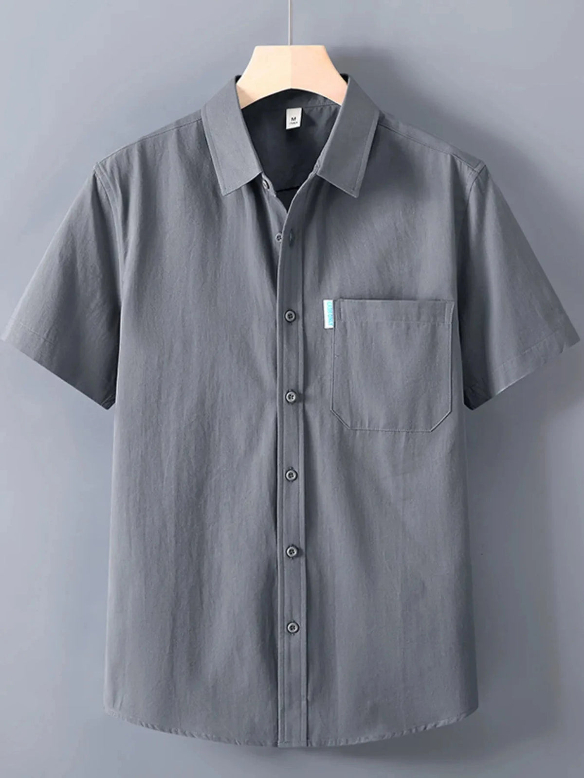 Men's Plus Size Button Up Short Sleeve Shirt Grey / M
