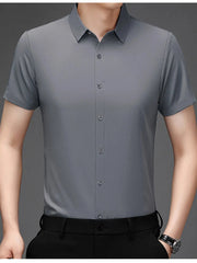 Men's Plus Size Button Up Short Sleeve Shirt Grey / M