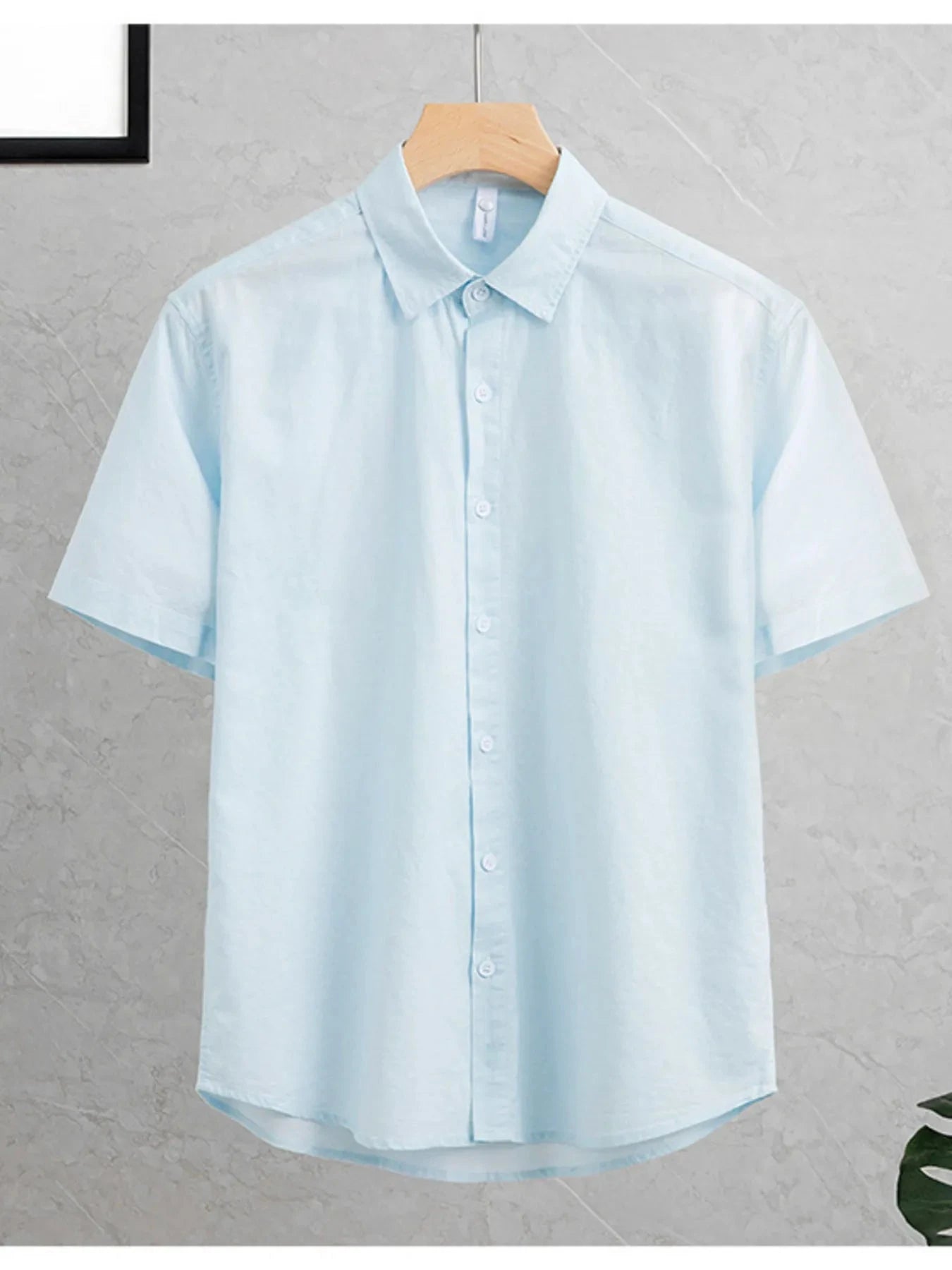 Men's Plus Size Button Up Short Sleeve Shirt Light Blue / M