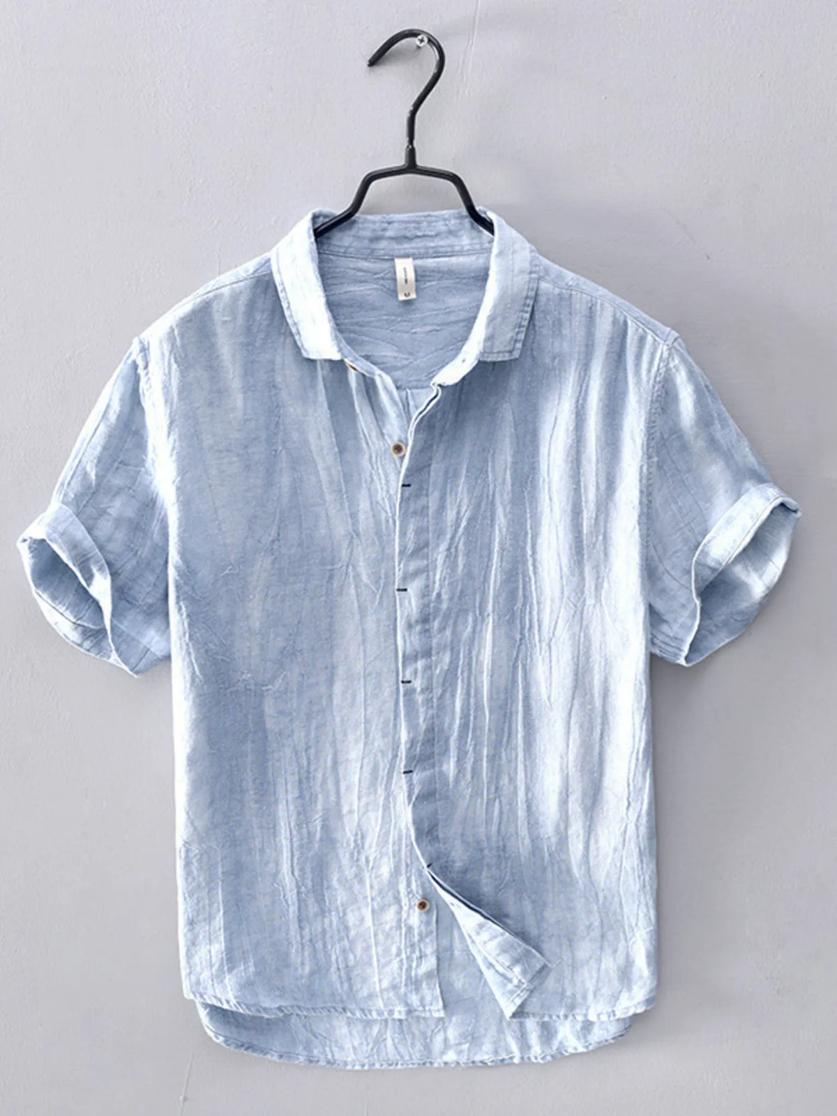 Men's Plus Size Button Up Short Sleeve Shirt Light Blue / M