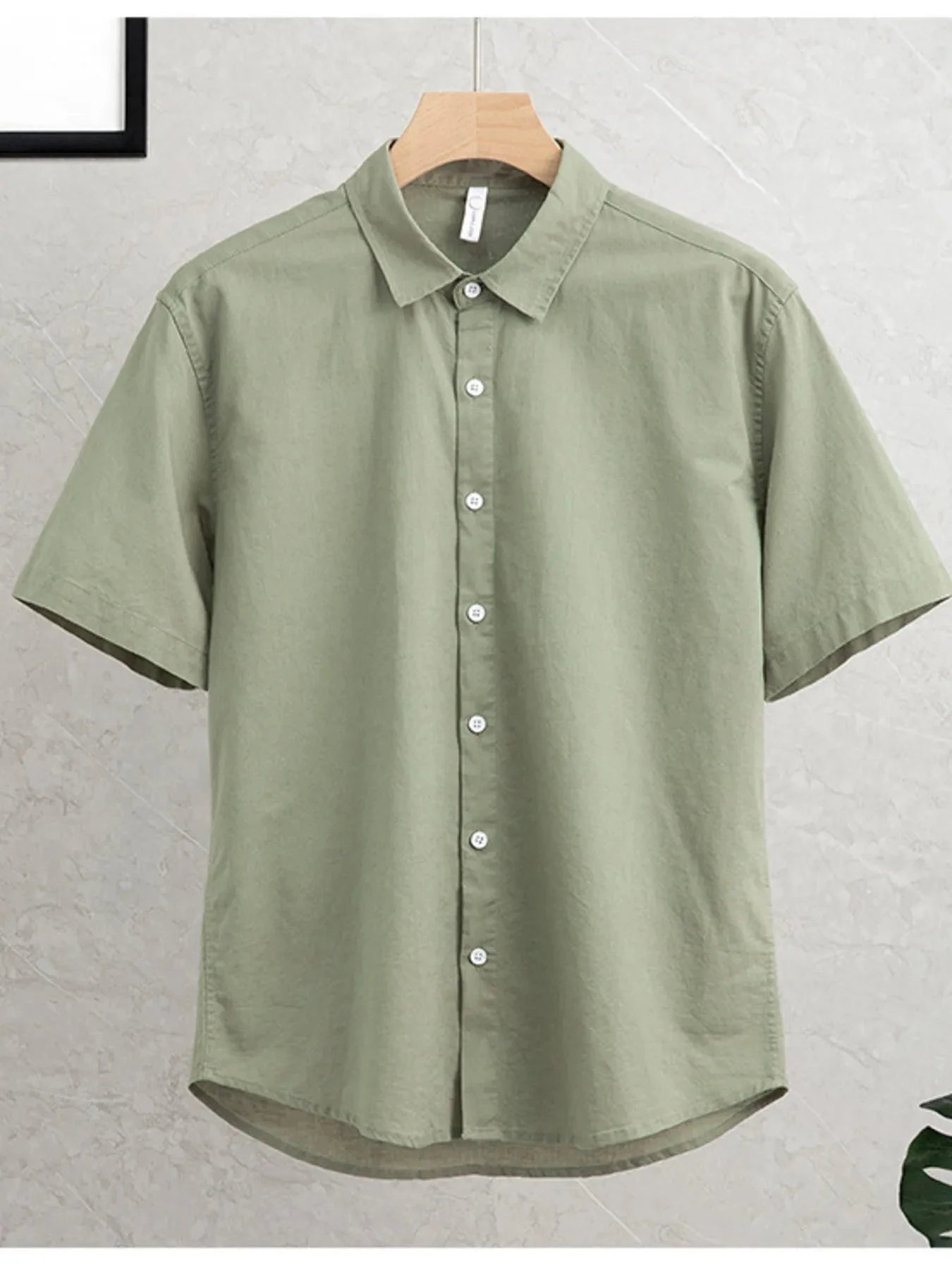 Men's Plus Size Button Up Short Sleeve Shirt Sage / M
