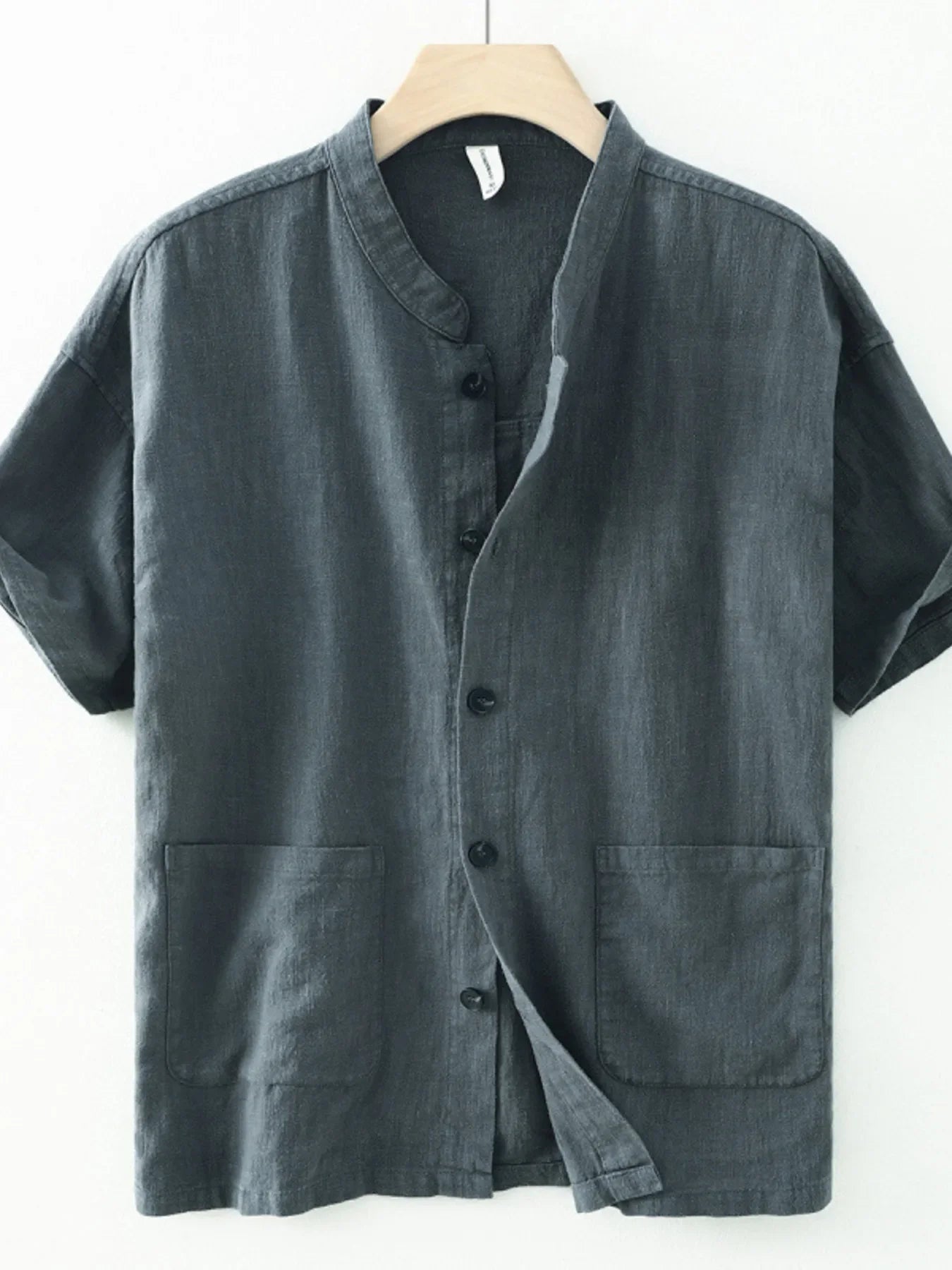 Men's Plus Size Button Up Short Sleeve Shirt Smoky Gray / M