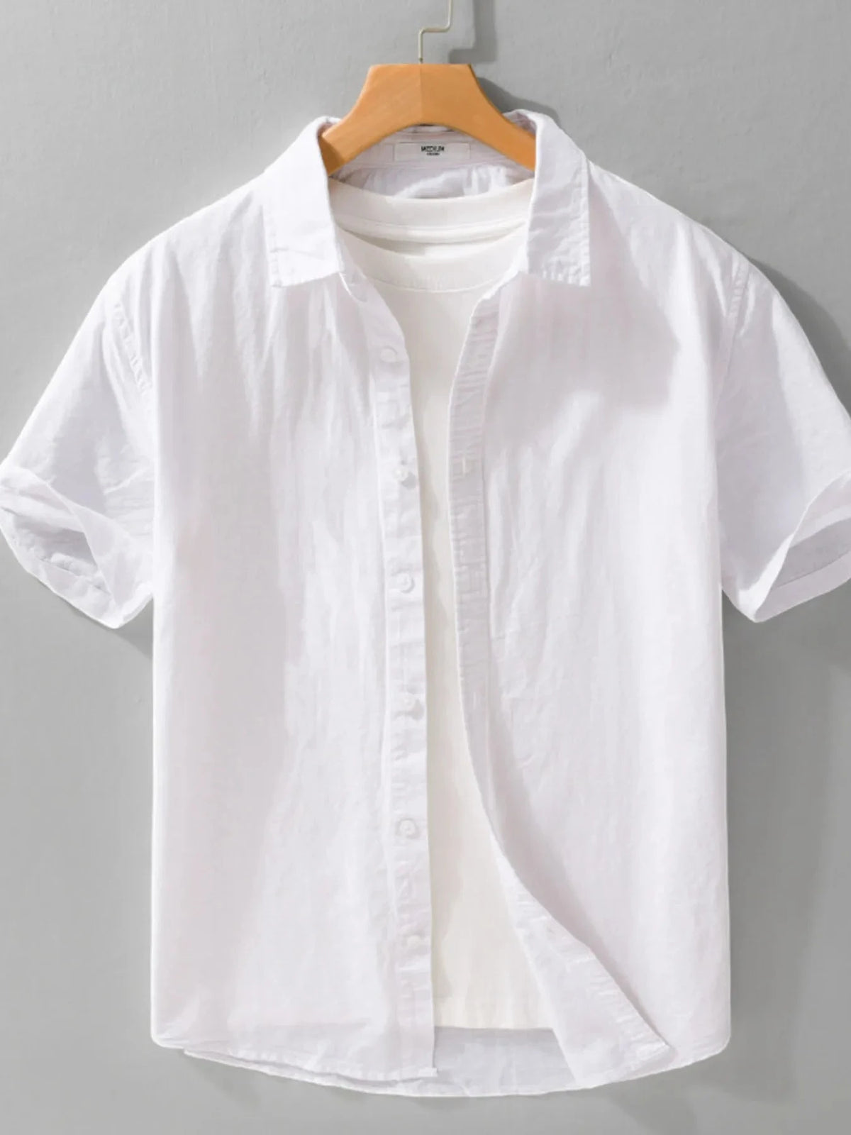 Men's Plus Size Button Up Short Sleeve Shirt White / M