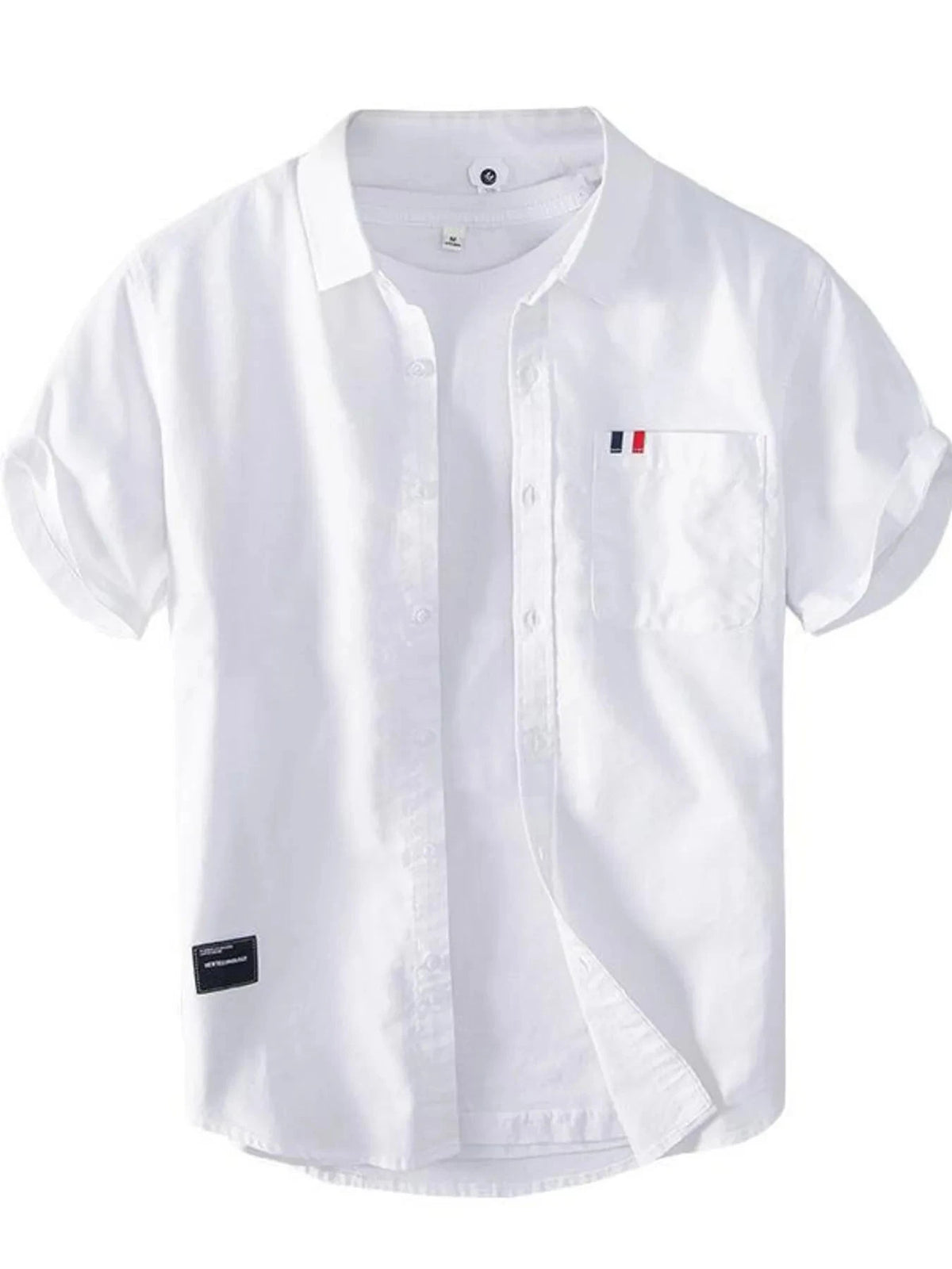 Men's Plus Size Button Up Short Sleeve Shirt White / M