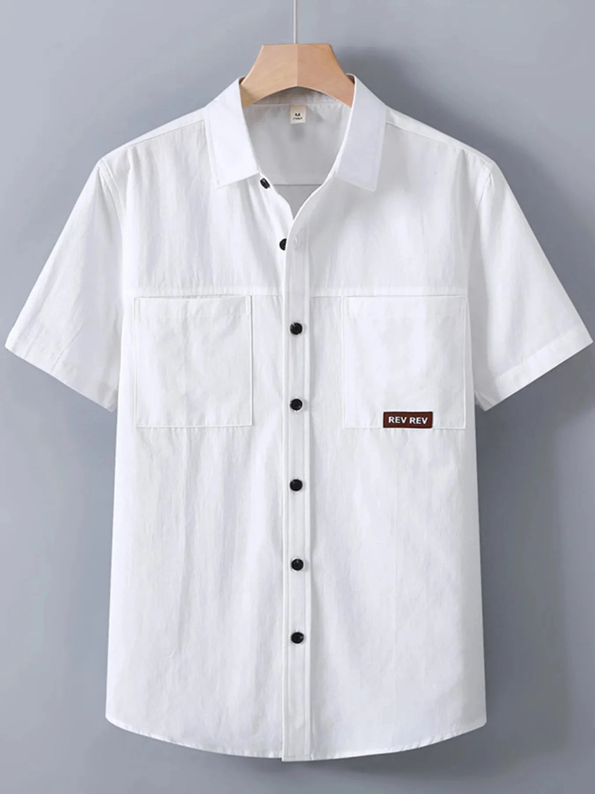 Men's Plus Size Button Up Short Sleeve Shirt White / M