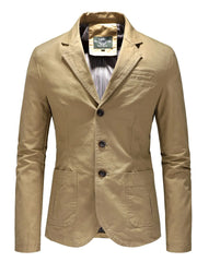 Men's Plus Size Casual Button Up Blazer Khaki / M