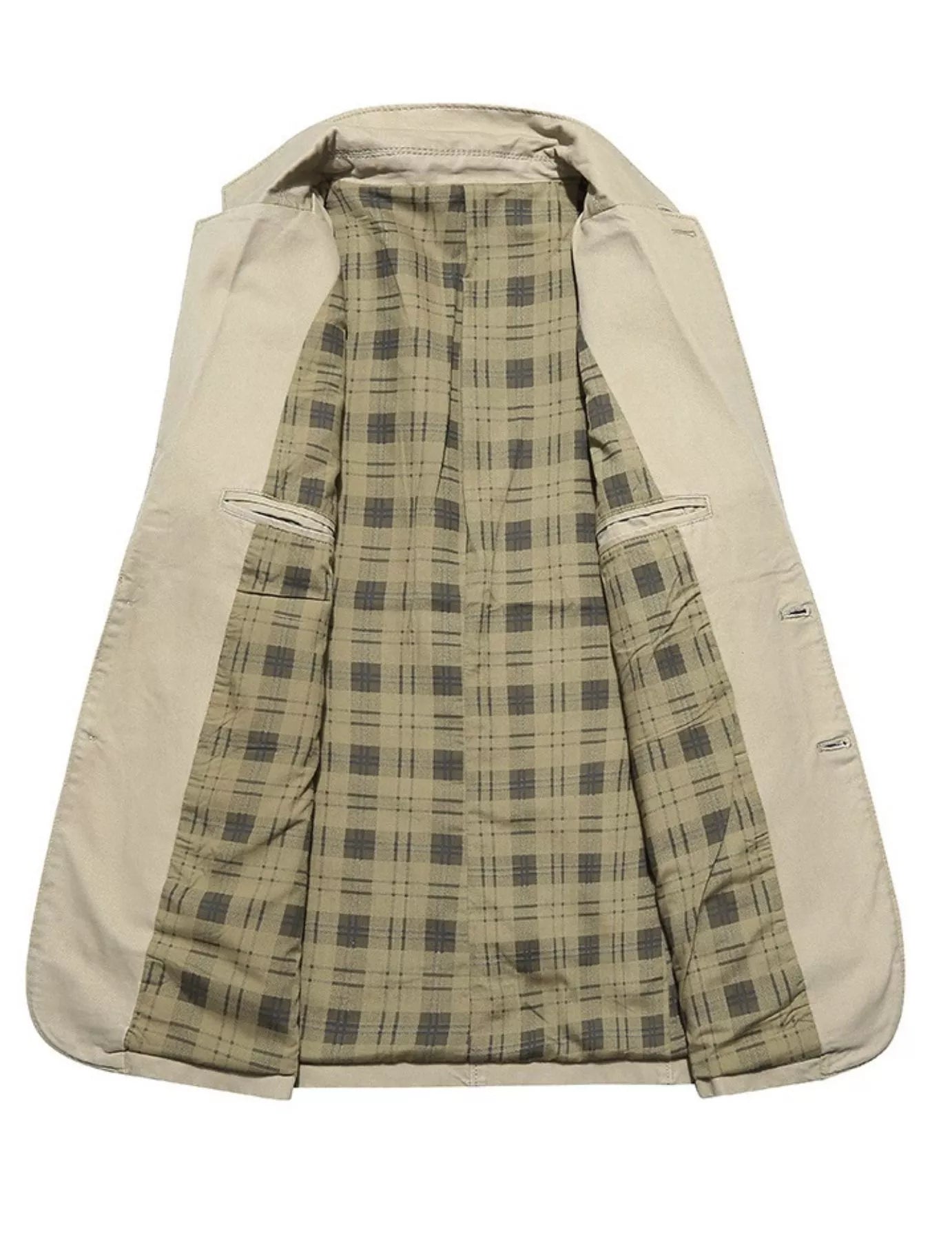 Men's Plus Size Casual Button Up Blazer with Plaid Lining