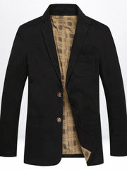 Men's Plus Size Casual Button Up Blazer with Plaid Lining Black / M