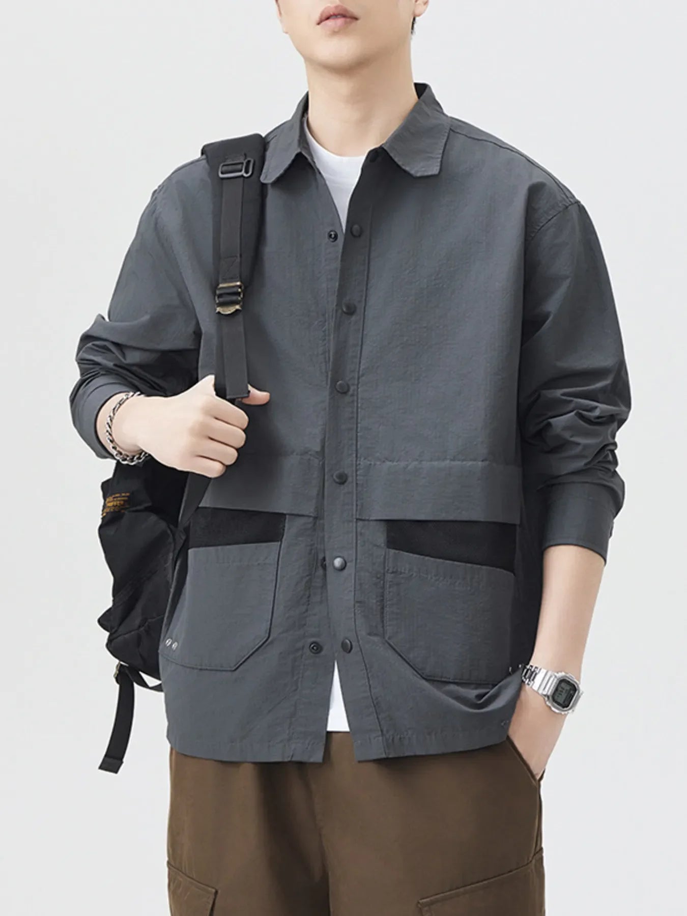 Men's Plus Size Casual Button Up Shirt