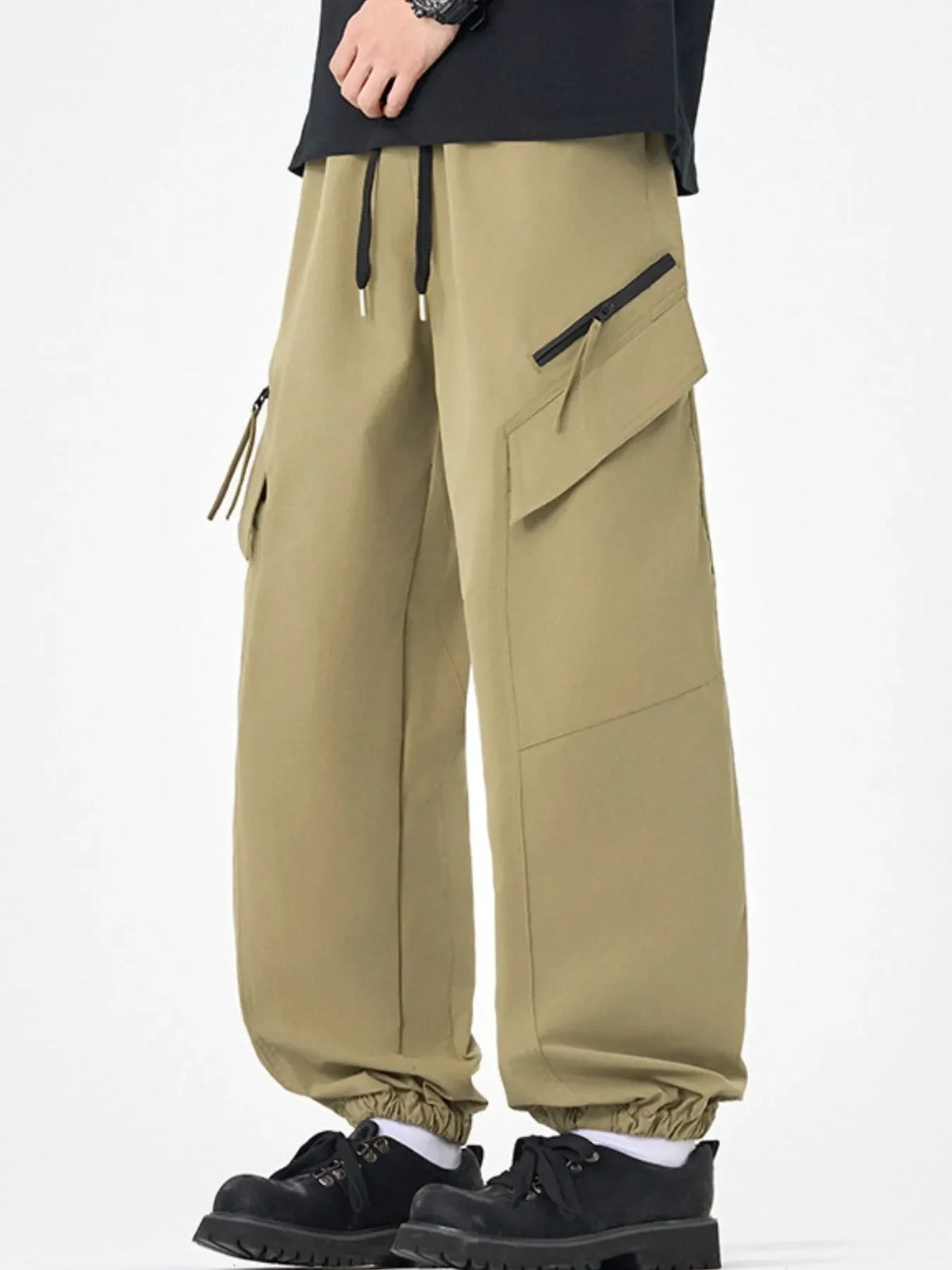 Men's Plus Size Casual Cargo Pants with Multi-Pockets Khaki / M