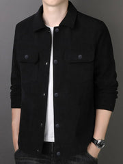 Men's Plus Size Casual Corduroy Button-Down Jacket