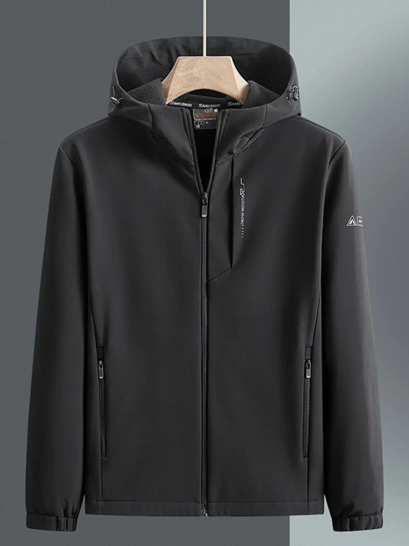 Men's Plus Size Casual Hooded Windproof Jacket Black / M