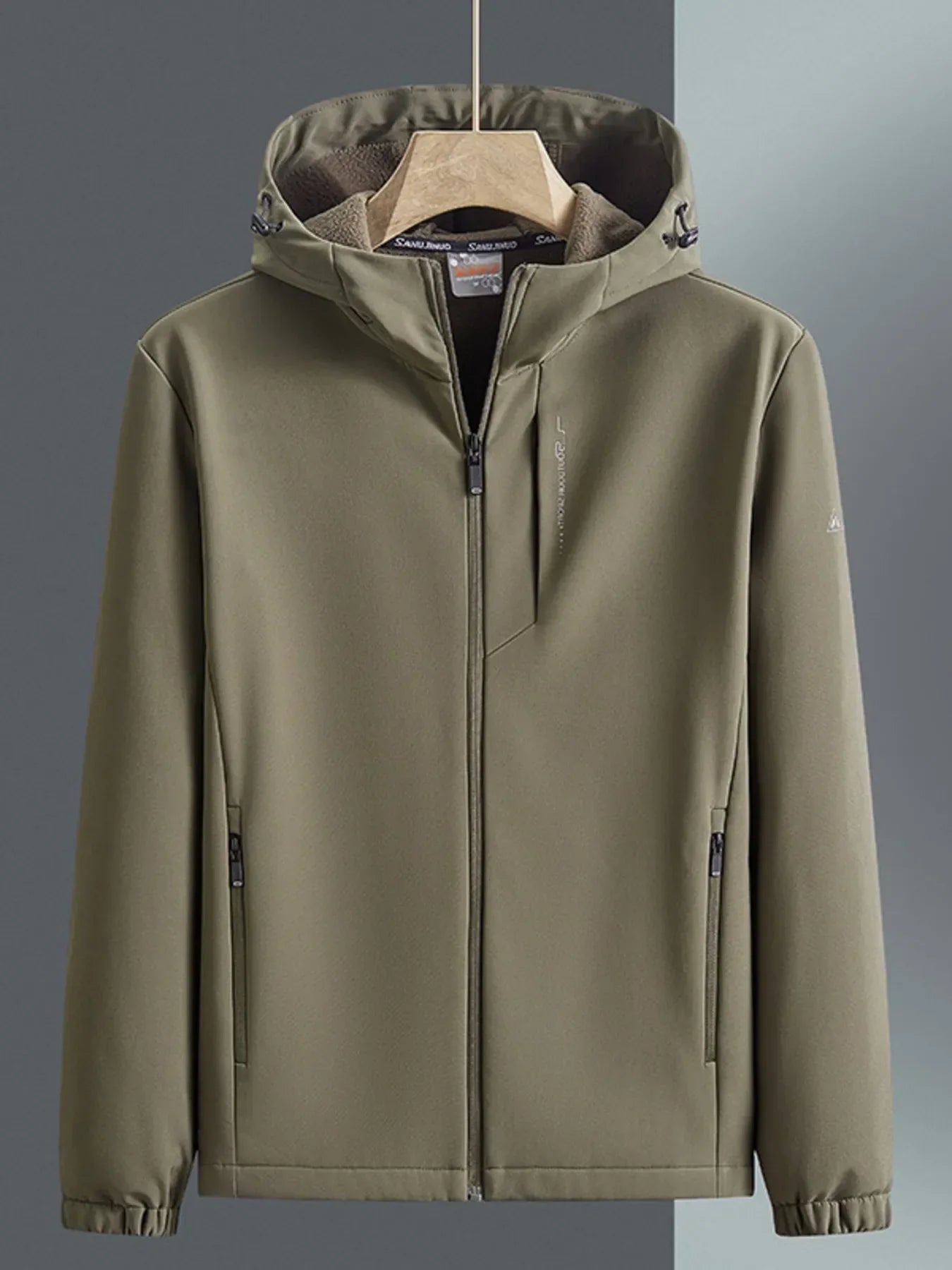 Men's Plus Size Casual Hooded Windproof Jacket Khaki / M