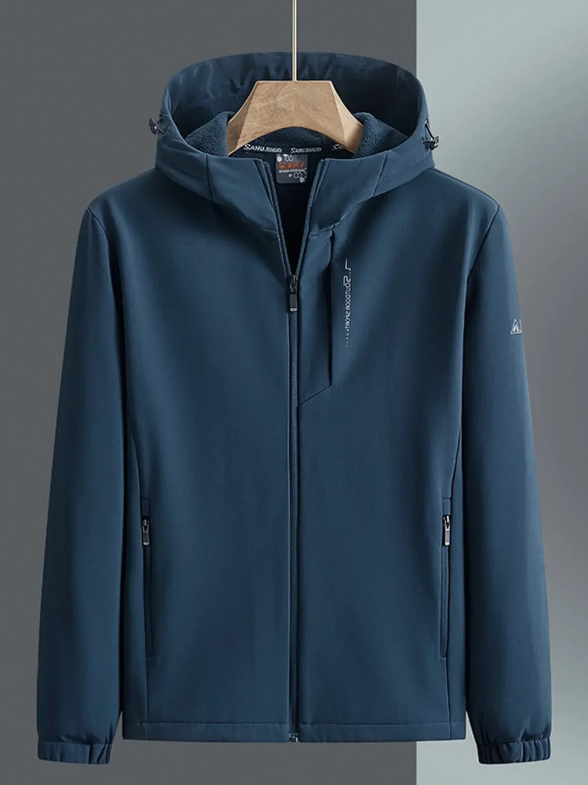 Men's Plus Size Casual Hooded Windproof Jacket Peacock  Blue / M