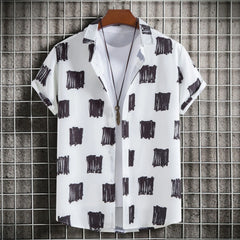 Men's Plus Size Casual Printed Short Sleeve Shirt Dark Gray / M