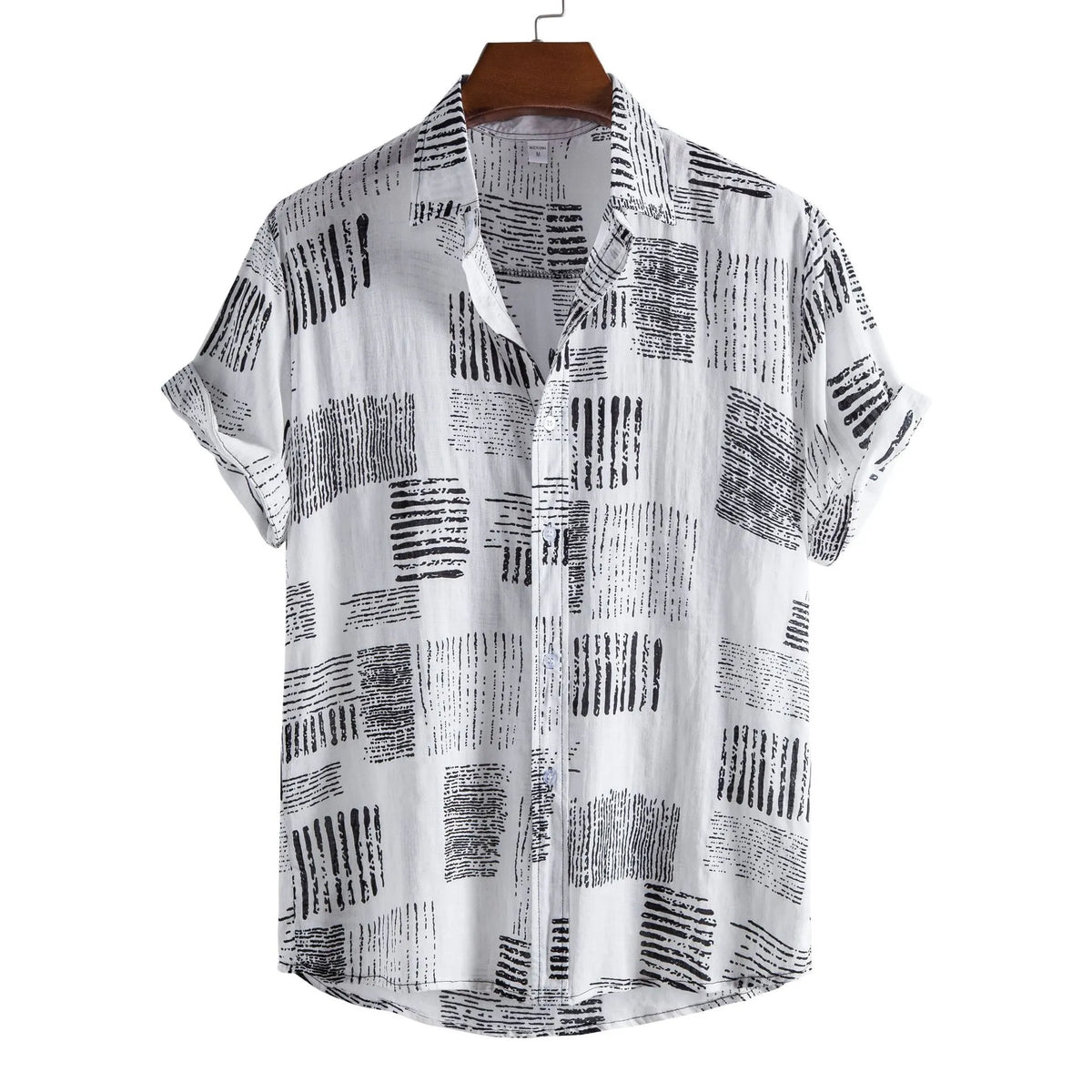 Men's Plus Size Casual Printed Short Sleeve Shirt White / M