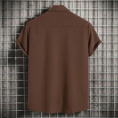 Men's Plus Size Casual Short Sleeve Button-Up Shirt