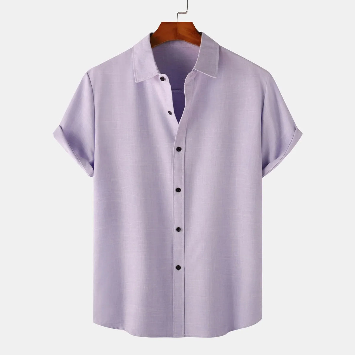 Men's Plus Size Casual Short Sleeve Button-Up Shirt Purple / M