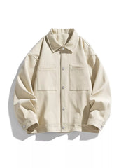 Men's Plus Size Casual Snap-Down Jacket Apricot / M