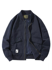 Men's Plus Size Casual Zip Up Bomber Jacket Black Blue / M