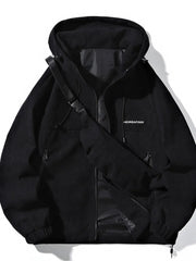Men's Plus Size Casual Zip Up Hooded Jacket Black / M