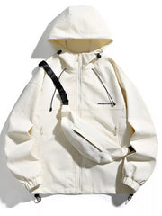 Men's Plus Size Casual Zip Up Hooded Jacket Off-white / M