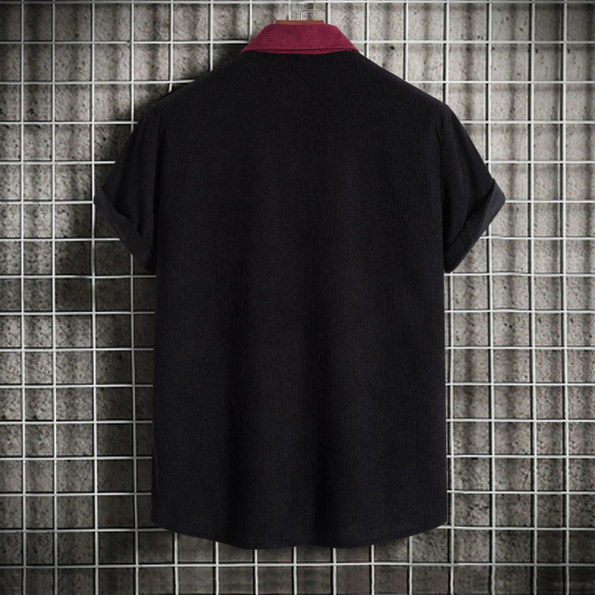 Men's Plus Size Classic Color Block Short Sleeve Shirt