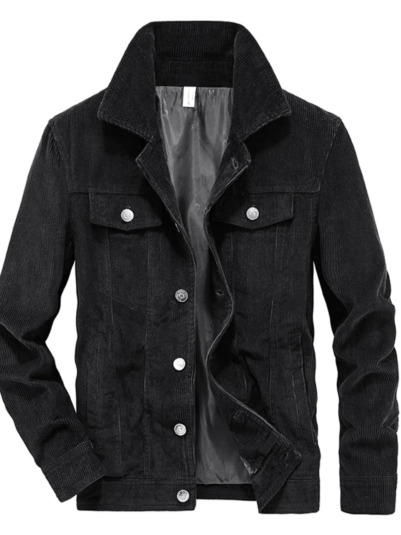 Men's Plus Size Classic Corduroy Button-Down Jacket Black / M