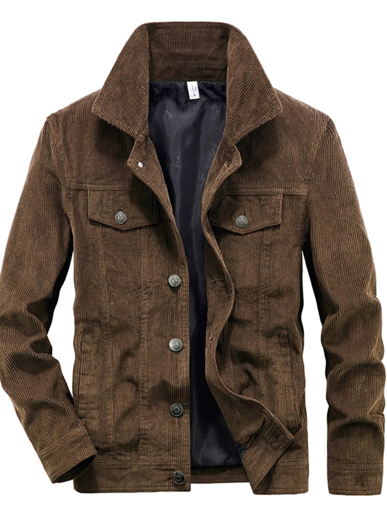 Men's Plus Size Classic Corduroy Button-Down Jacket Coffee / M