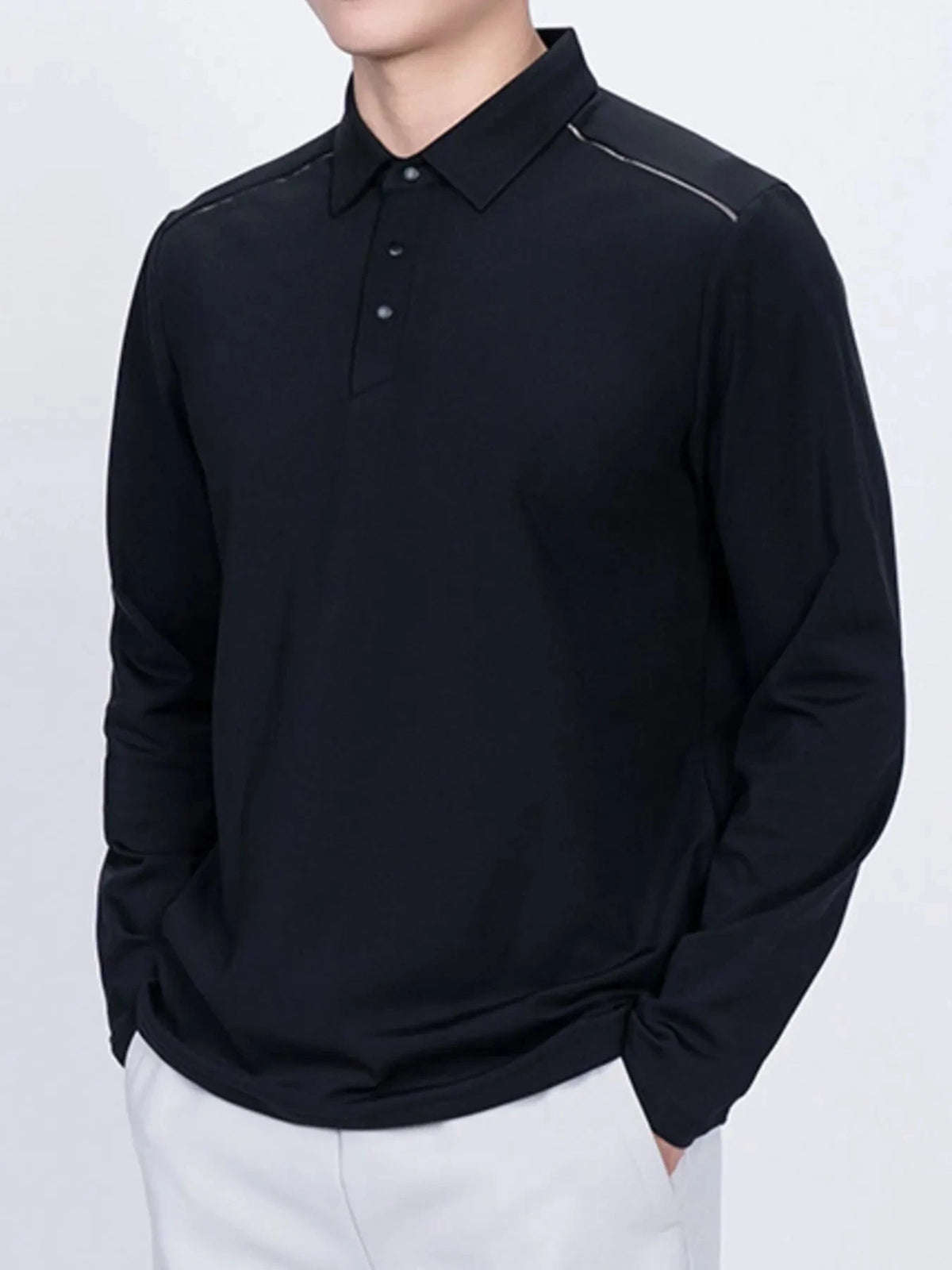 Men's Plus Size Classic Long Sleeve Polo Black / M