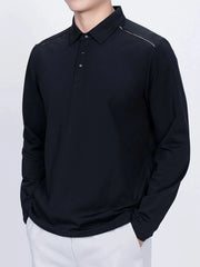 Men's Plus Size Classic Long Sleeve Polo Black / M