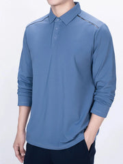 Men's Plus Size Classic Long Sleeve Polo Blue / M