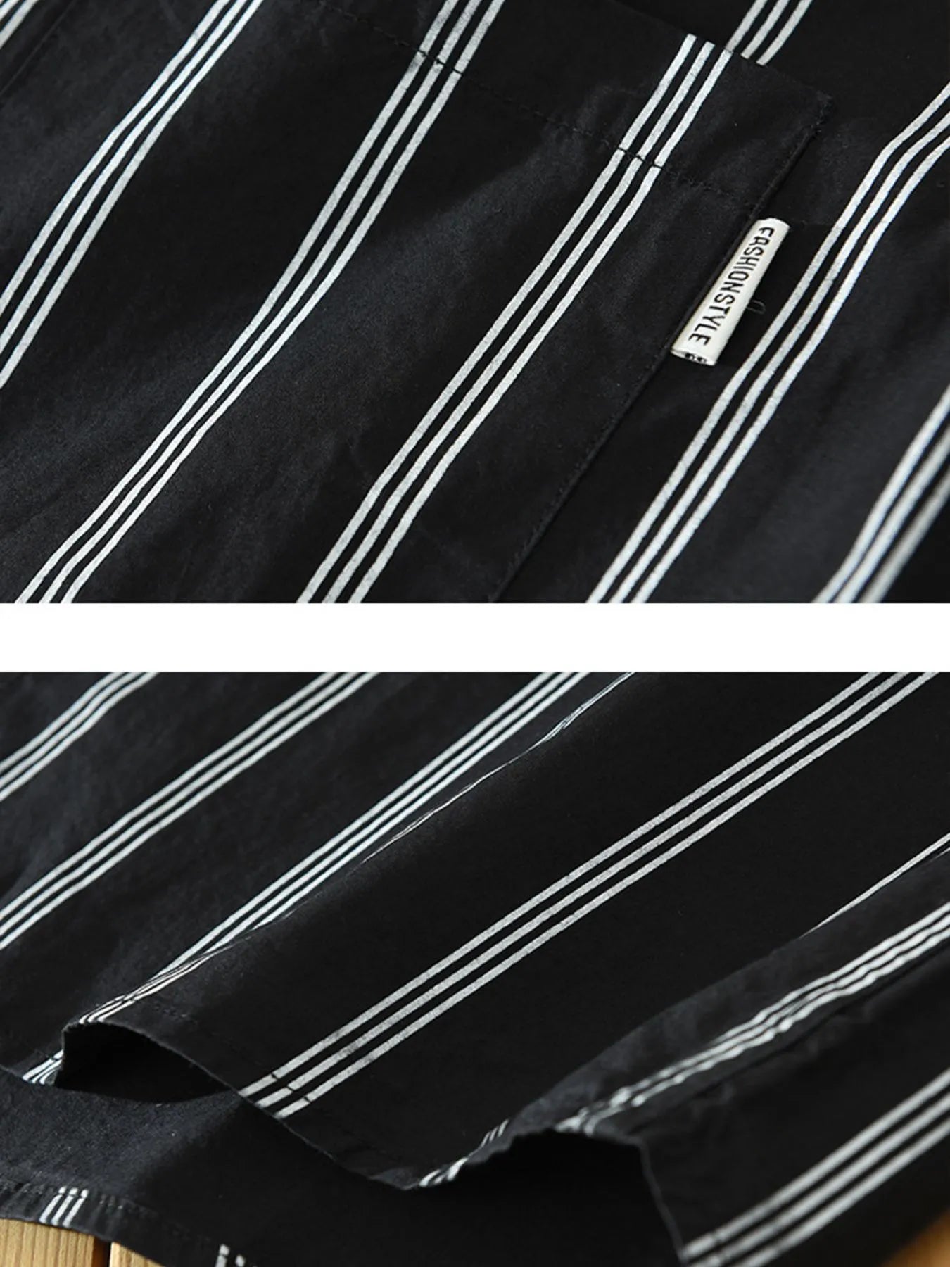 Men's Plus Size Classic Striped Short Sleeve Button-Up Shirt