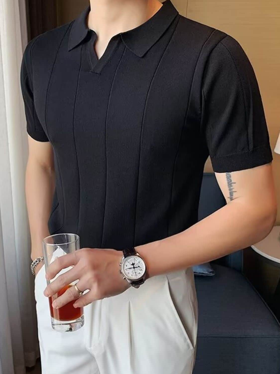 Men's Plus Size Collared Neck Short Sleeve Polo