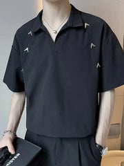 Men's Plus Size Collared Neck Short Sleeve Polo Black / M