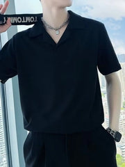 Men's Plus Size Collared Neck Short Sleeve Polo Black / M
